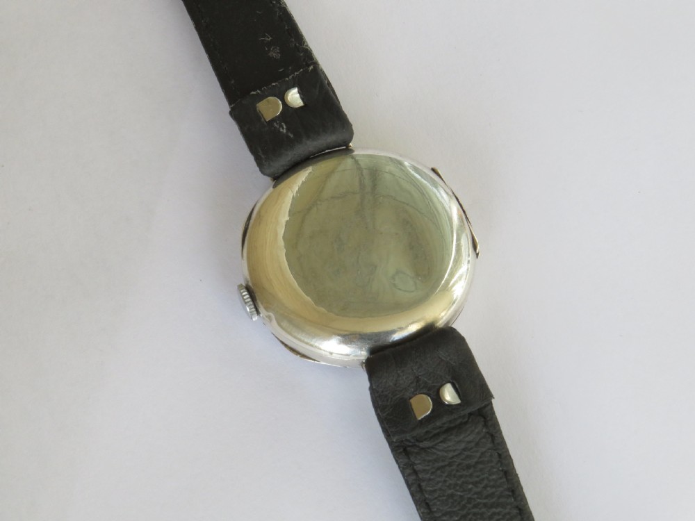 Gents silver WW1 Cyma Chronometre wrist watch View V