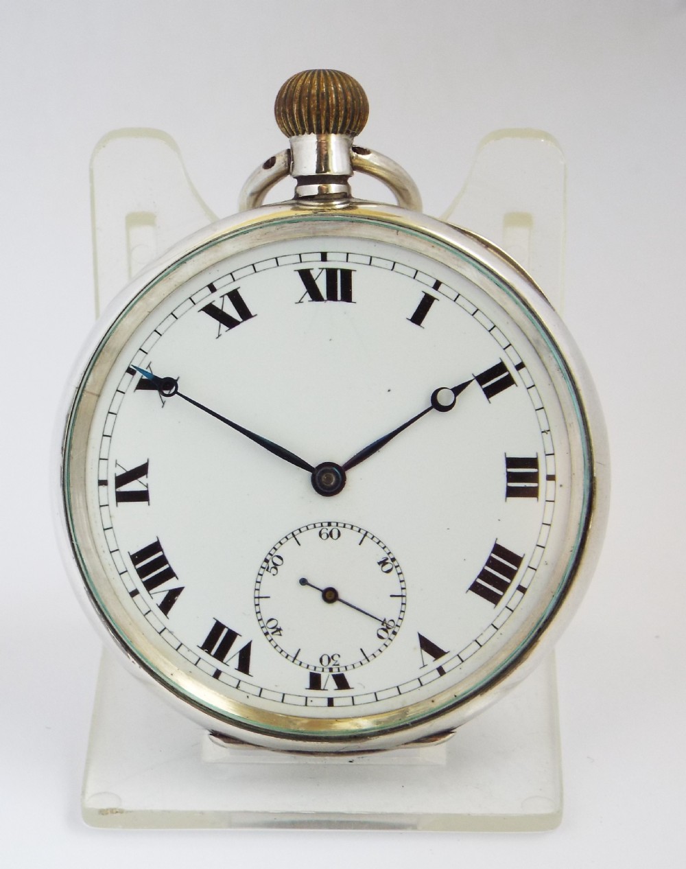 Antique Swiss silver pocket watch, 1917.