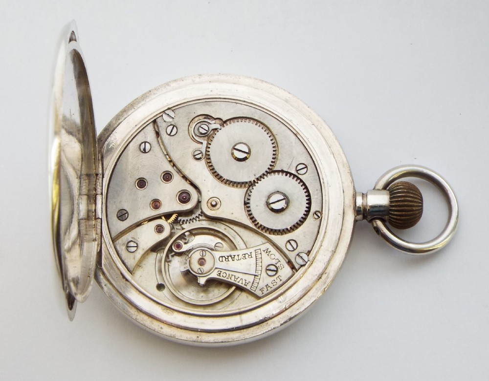Antique Swiss silver pocket watch, 1917. View V