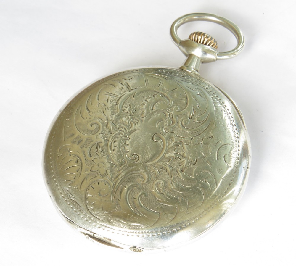 Antique silver Omega pocket watch, 1902 View V