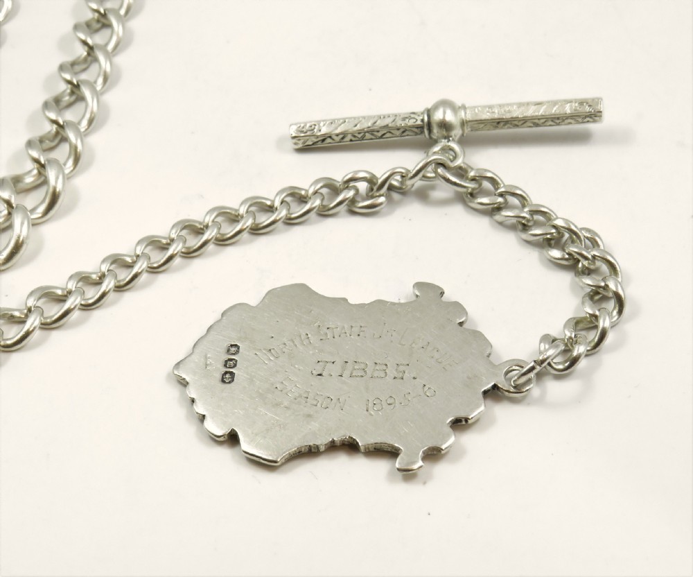 Antique single silver watch albert and fob View II