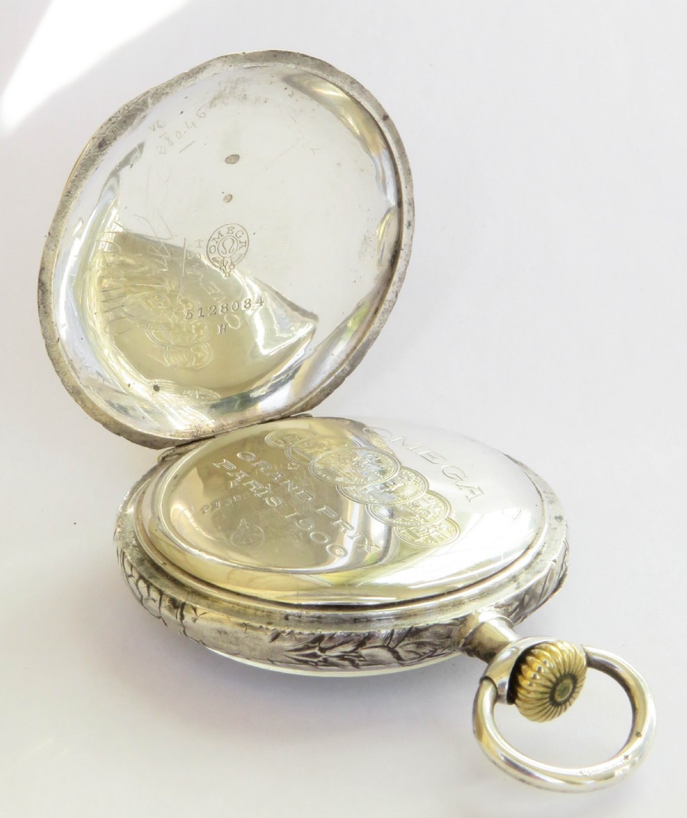 Antique silver Omega pocket watch, 1912 View II
