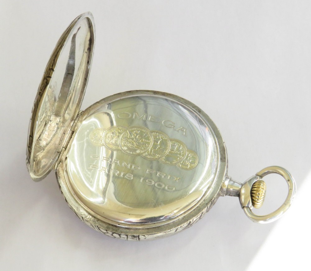 Antique silver Omega pocket watch, 1912 View III