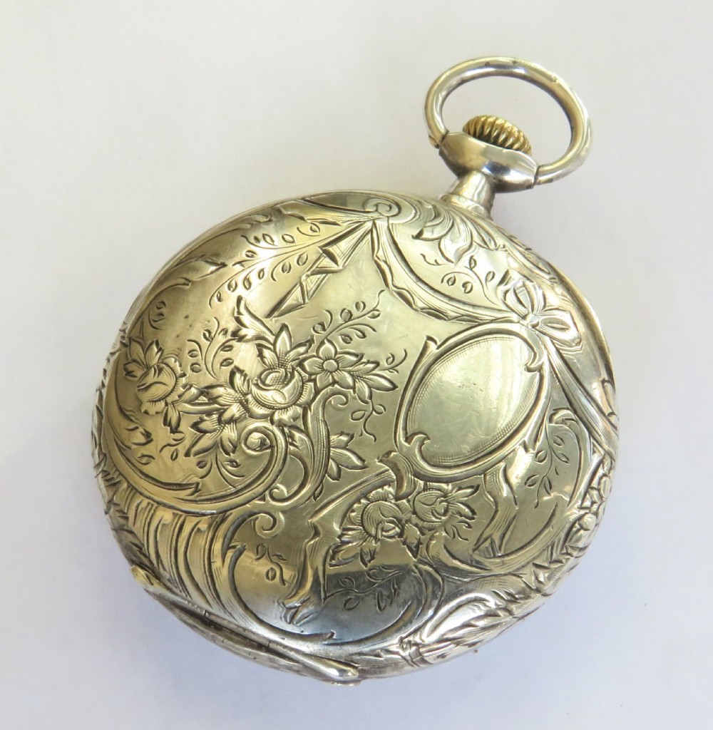 Antique silver Omega pocket watch, 1912 View V