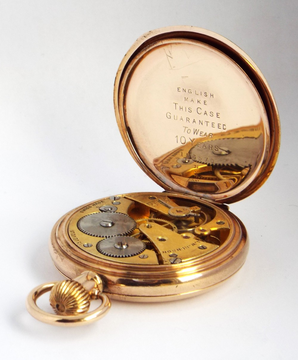 Antique Cyma hunter pocket watch for J W Benson. View V
