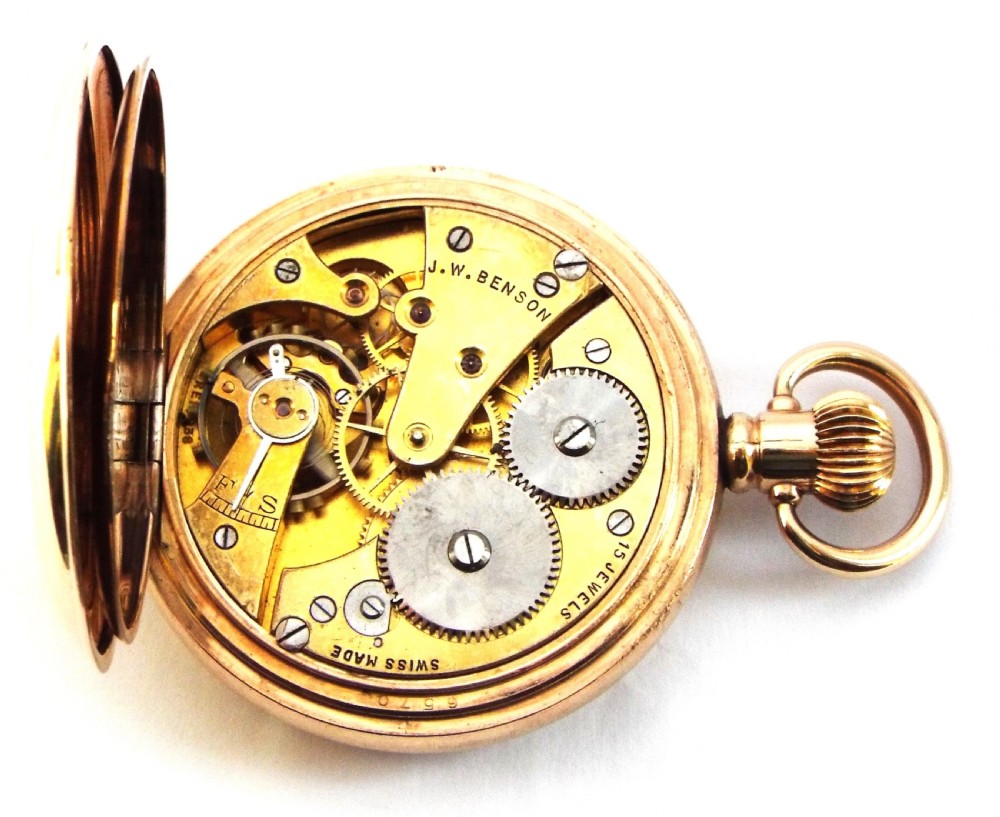 Antique Cyma hunter pocket watch for J W Benson. View VI