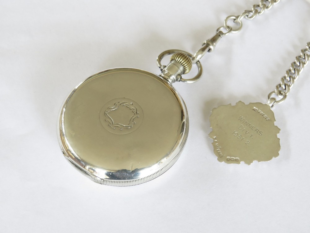 Antique silver Syren pocket watch & albert View V