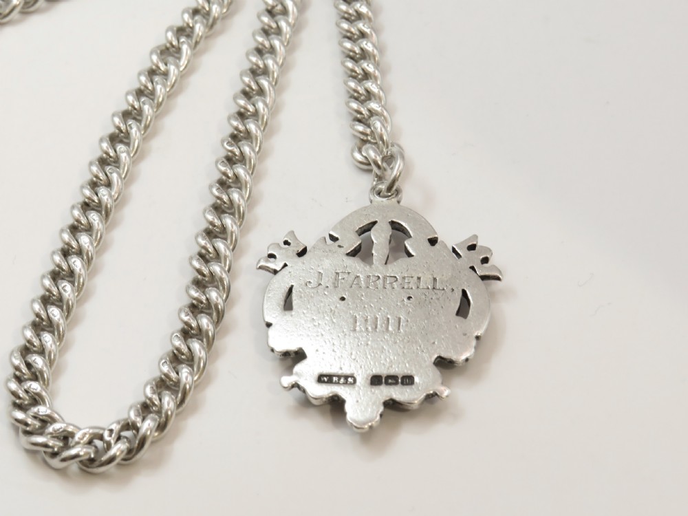 Antique silver watch chain and fob, Salford View III