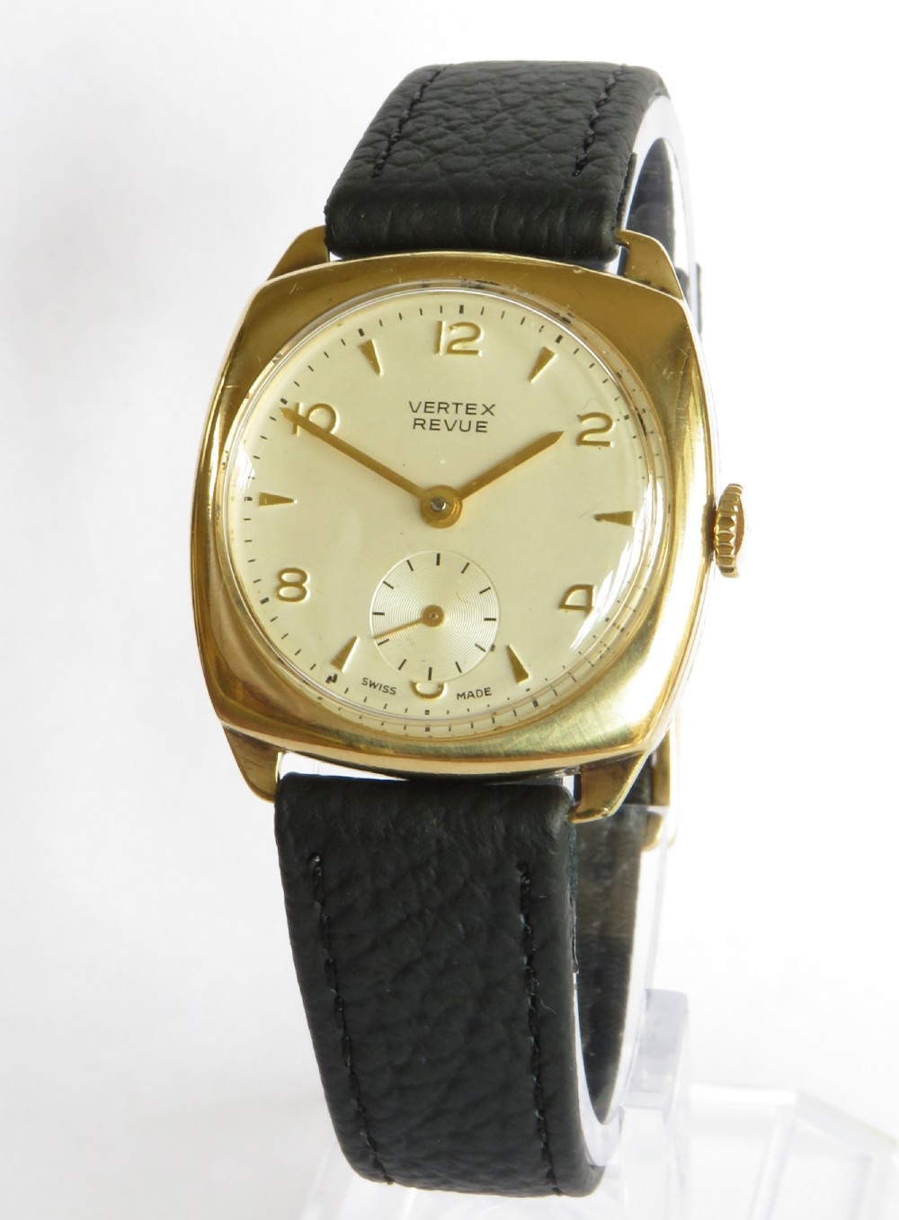 Gents 9ct gold Vertex Revue wristwatch