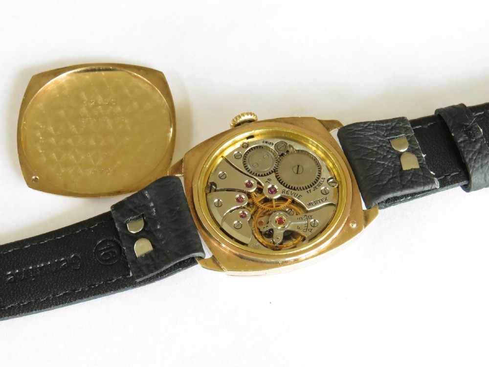 Gents 9ct gold Vertex Revue wristwatch View III
