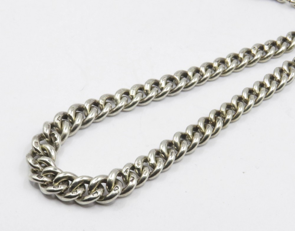 1917 silver watch chain by Edwin Page, with fobs View IV
