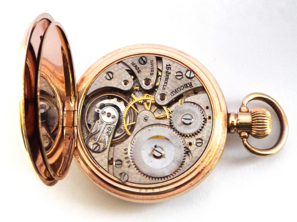 1930s Record full hunter pocket watch. View VI