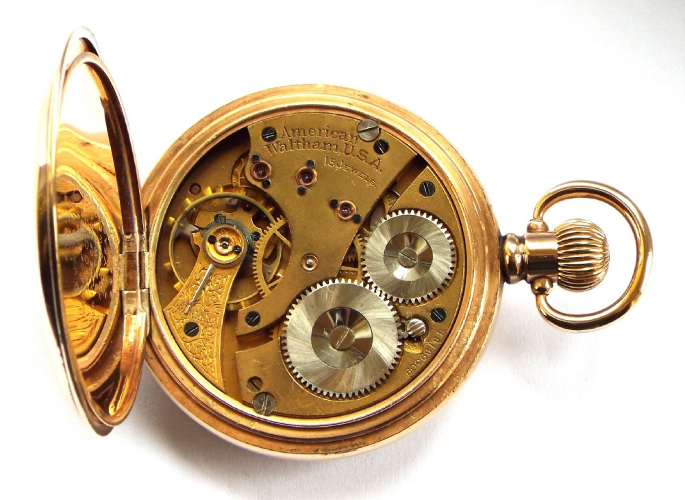 Antique Waltham half hunter pocket watch, 1911. View V