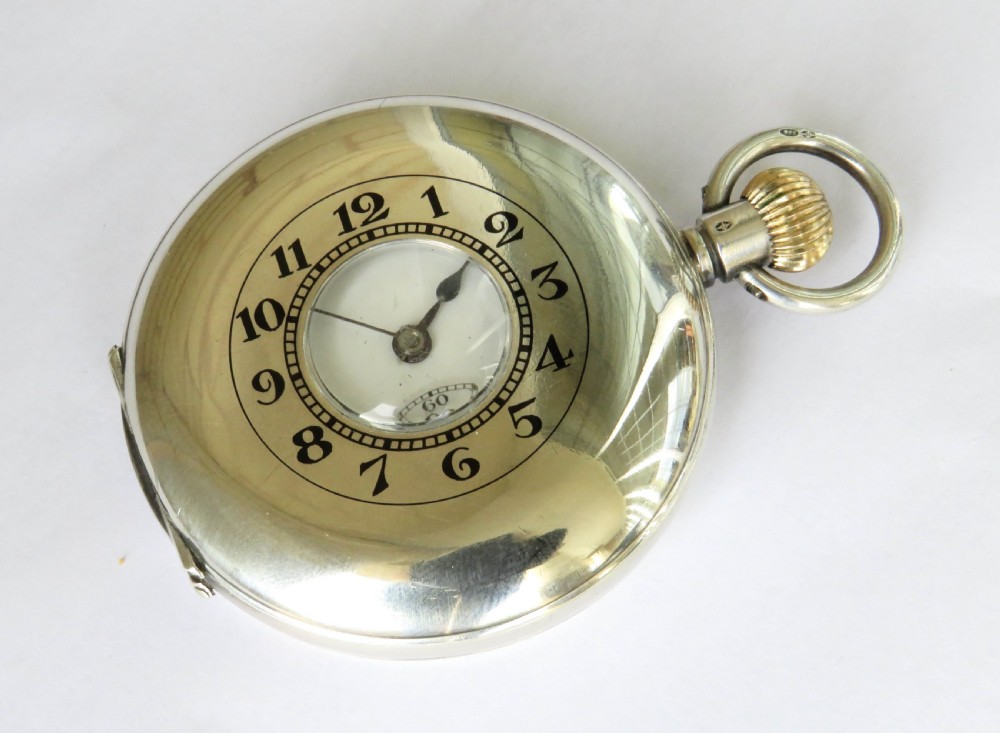 Antique silver half hunter pocket watch, 1919
