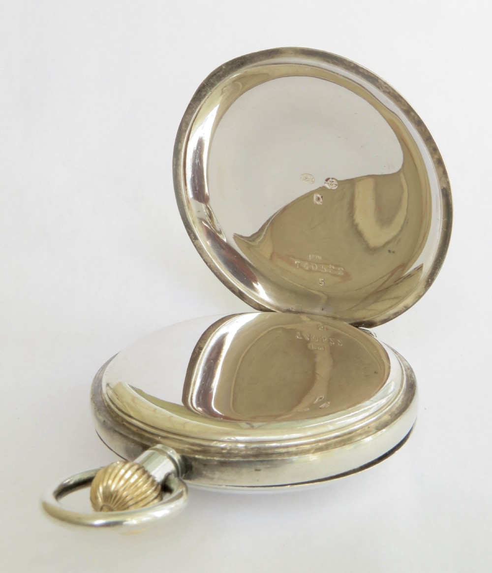Antique silver half hunter pocket watch, 1919 View V