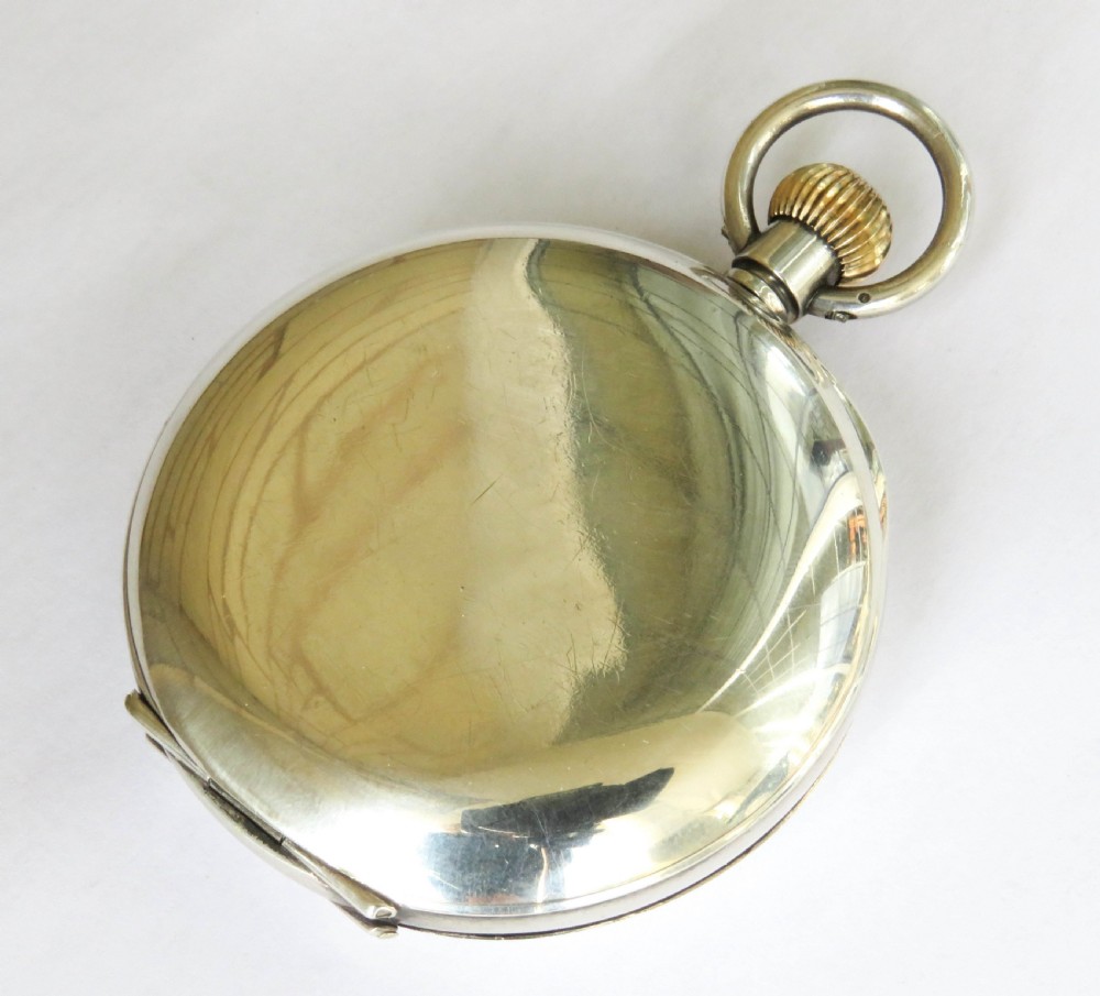 Antique silver half hunter pocket watch, 1919 View VI
