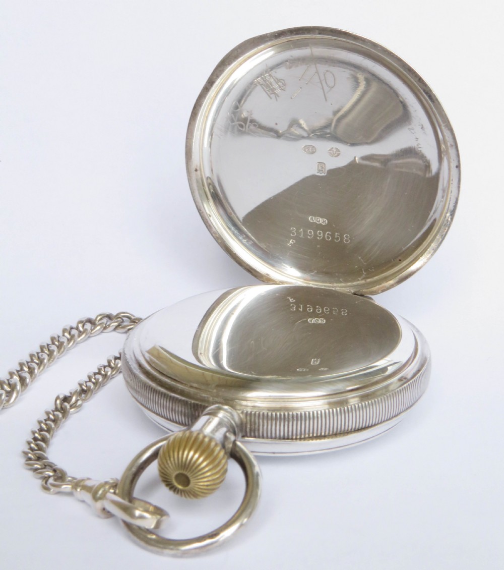 Antique silver Cyma pocket watch and chain View IV