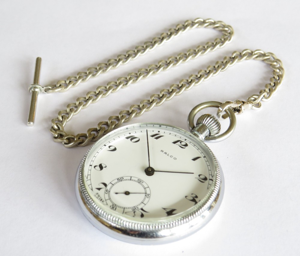 Pocket Watch : 1930s Ralco pocket watch and chain View II