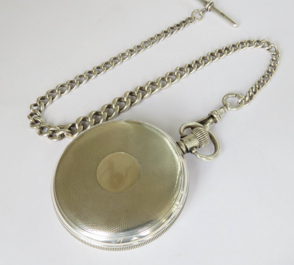 Antique silver Cyma pocket watch and chain View IV