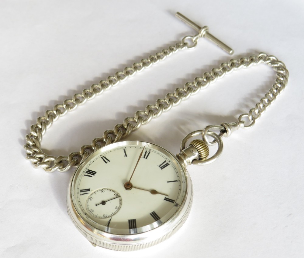 Antique Waltham Traveler pocket watch & chain View II