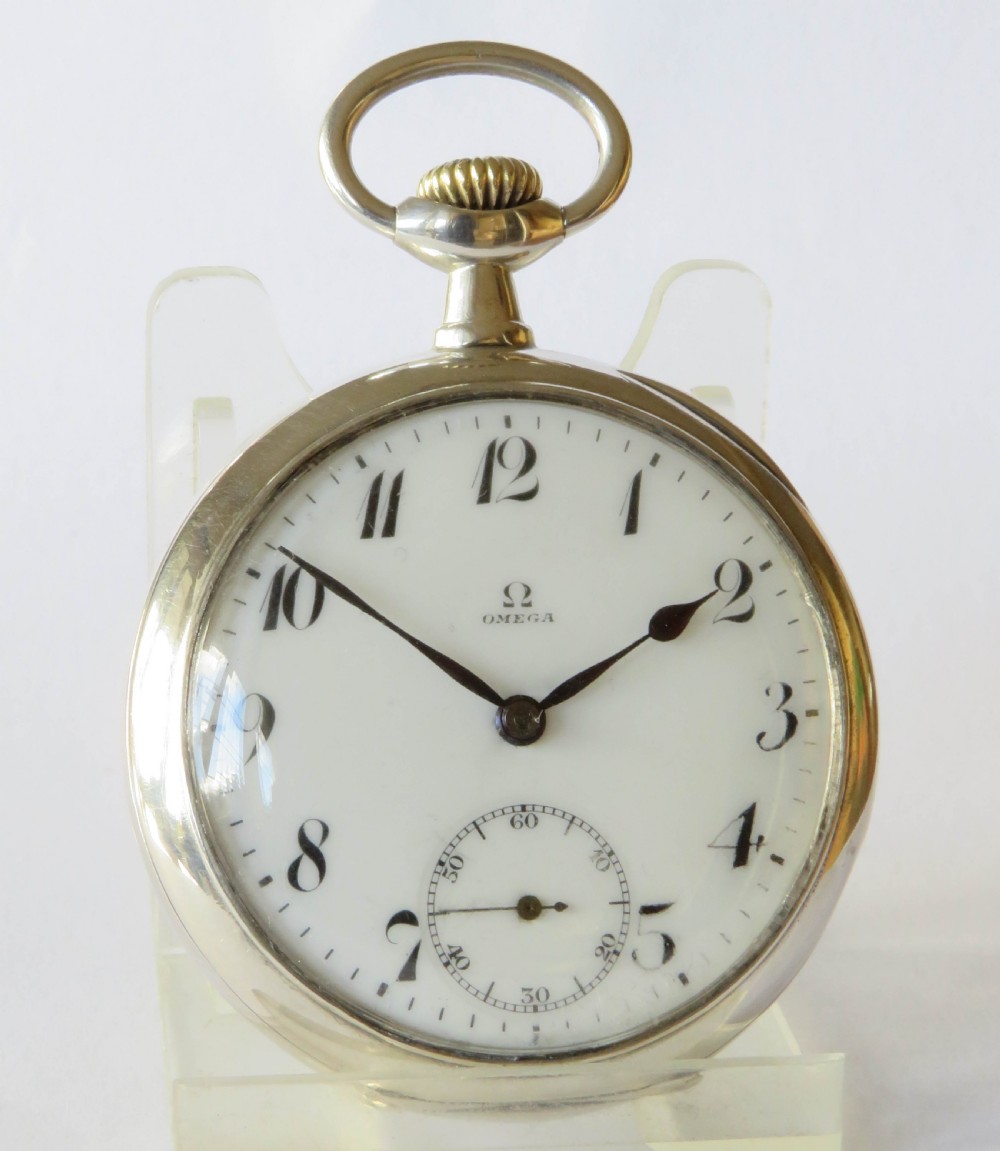 Antique silver Omega pocket watch, c1915.