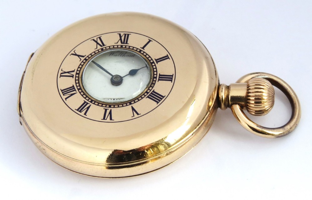 Antique Waltham Traveler half hunter pocket watch.