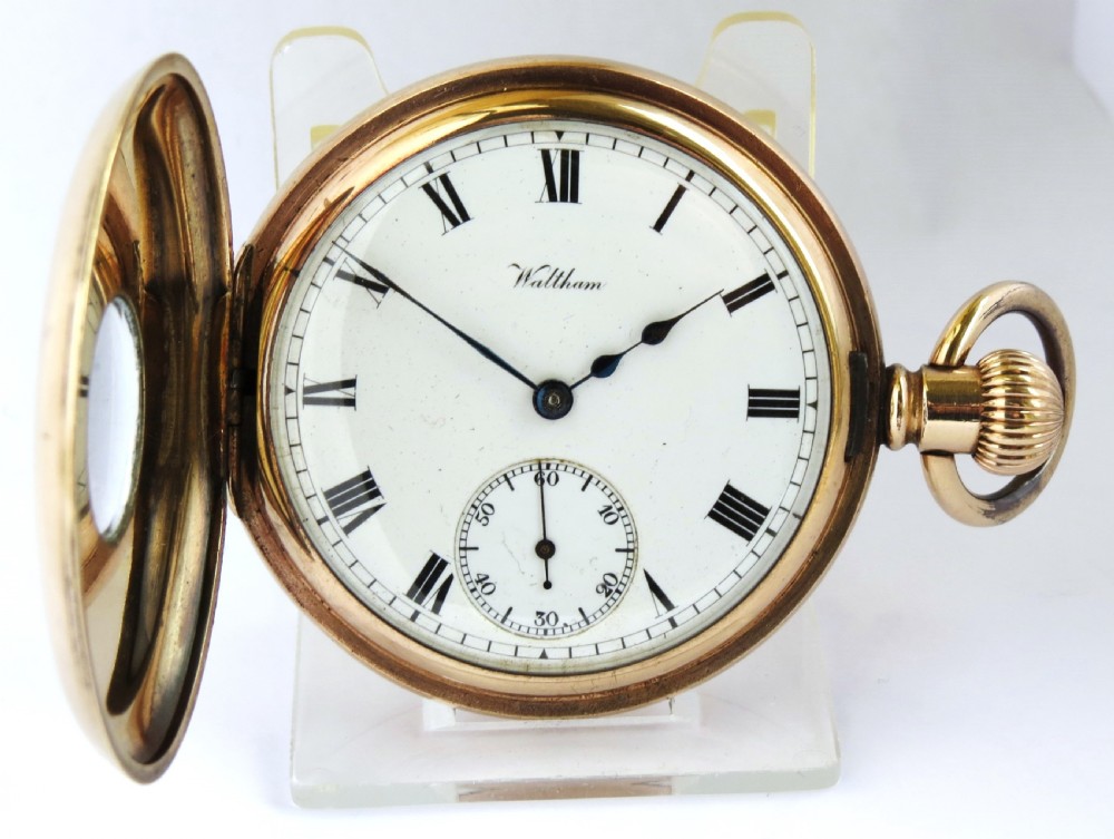 Antique Waltham Traveler half hunter pocket watch. View II
