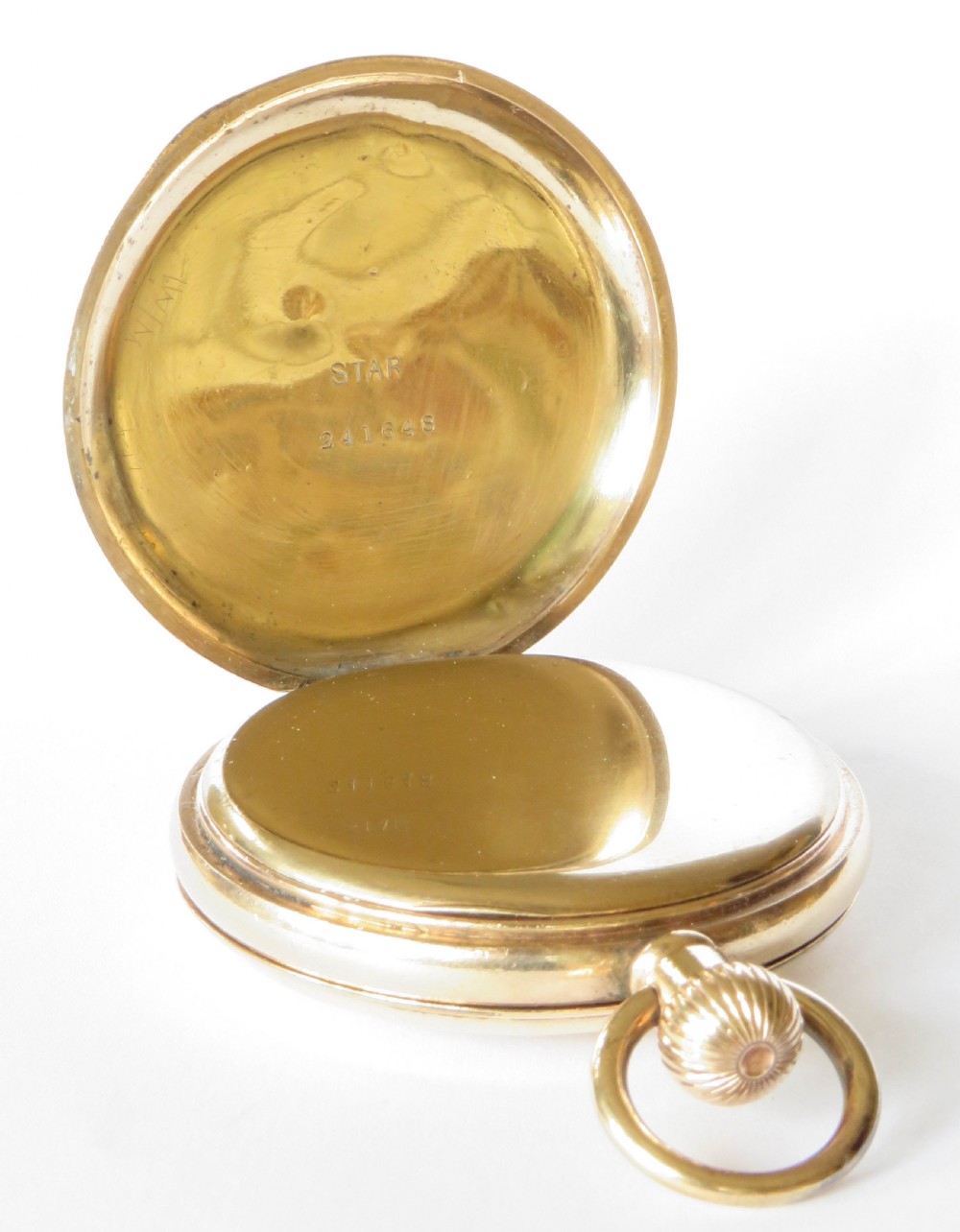Antique Waltham Traveler half hunter pocket watch. View IV