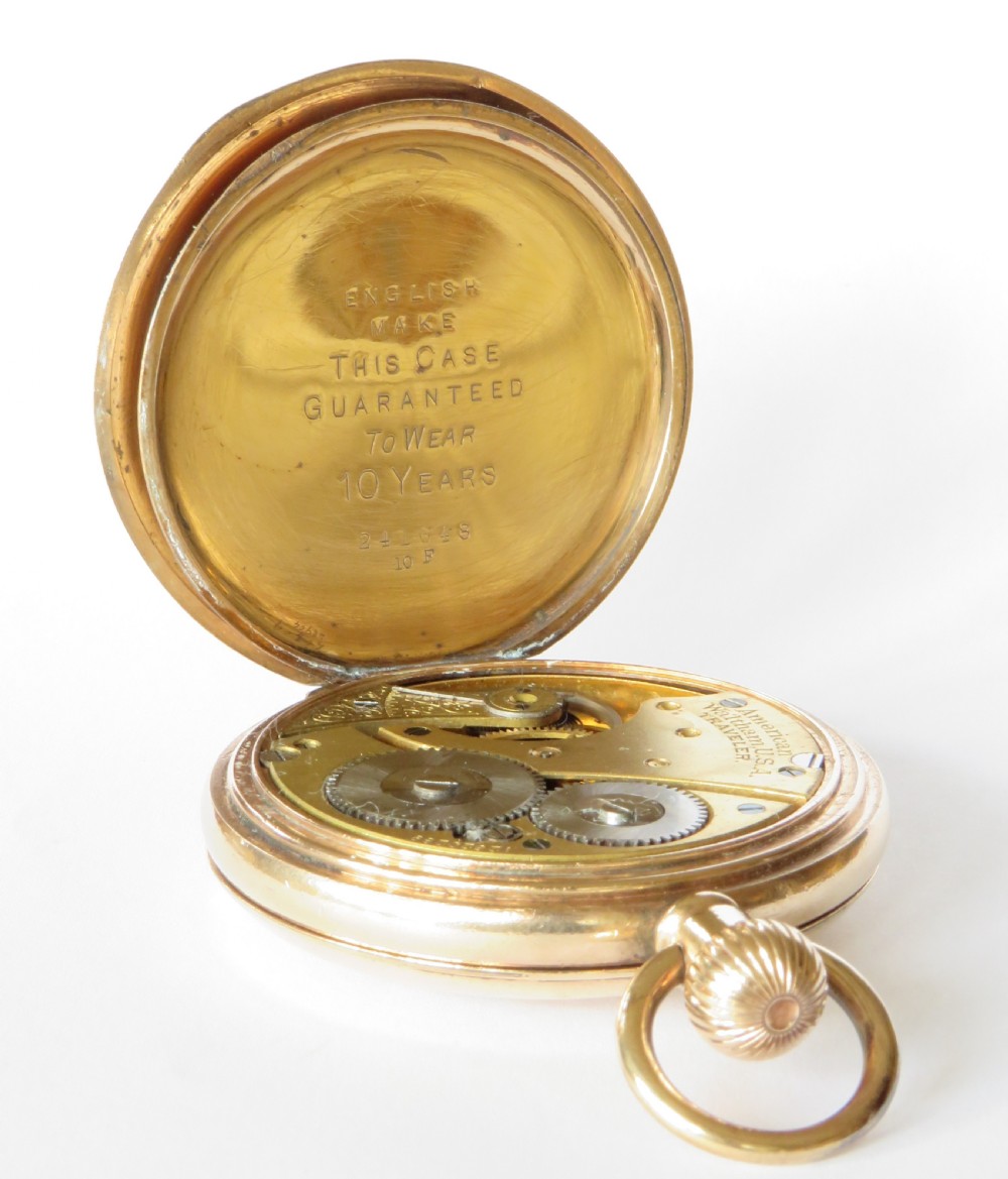 Antique Waltham Traveler half hunter pocket watch. View V