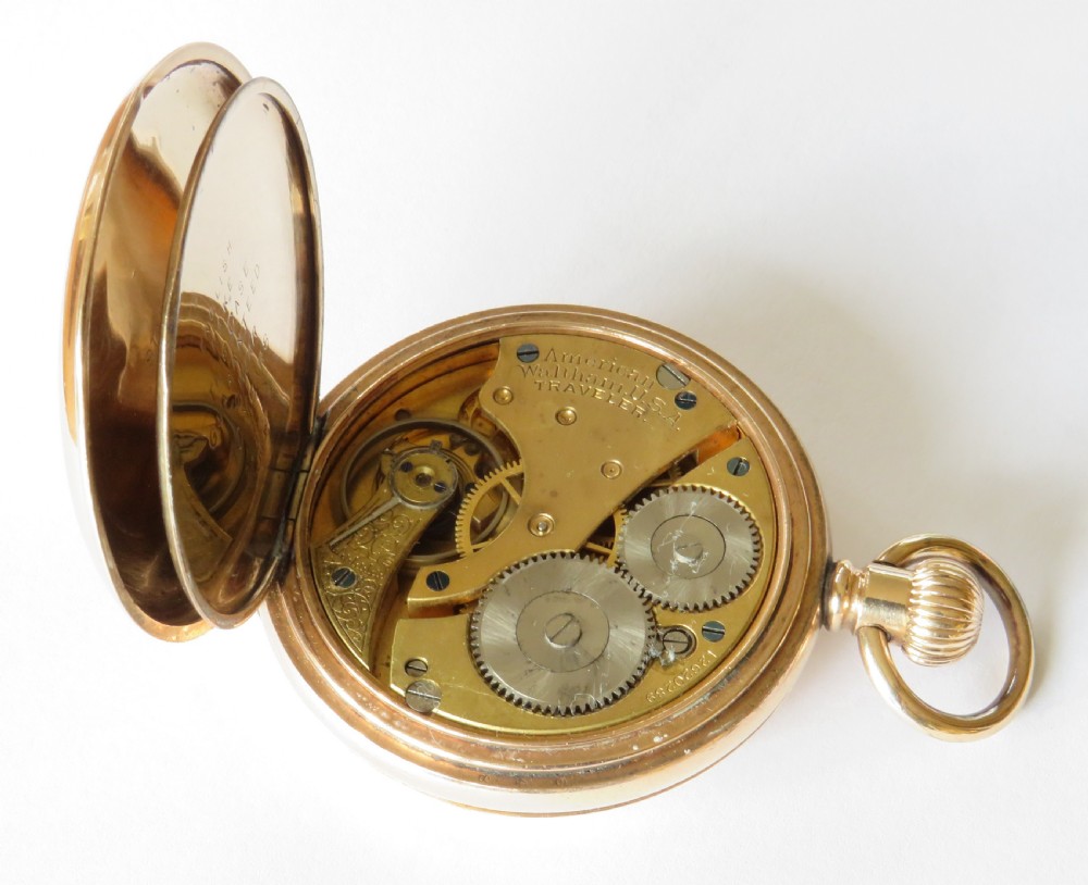 Antique Waltham Traveler half hunter pocket watch. View VI