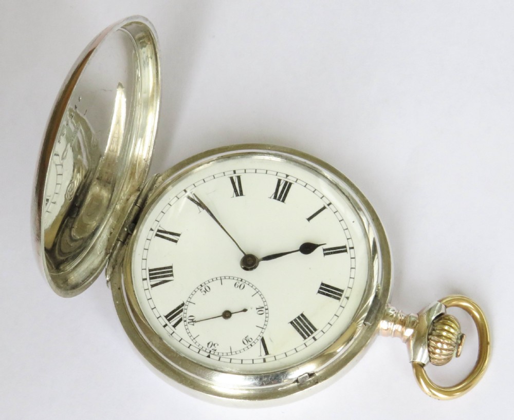 Antique silver full hunter pocket watch, c1910 View II