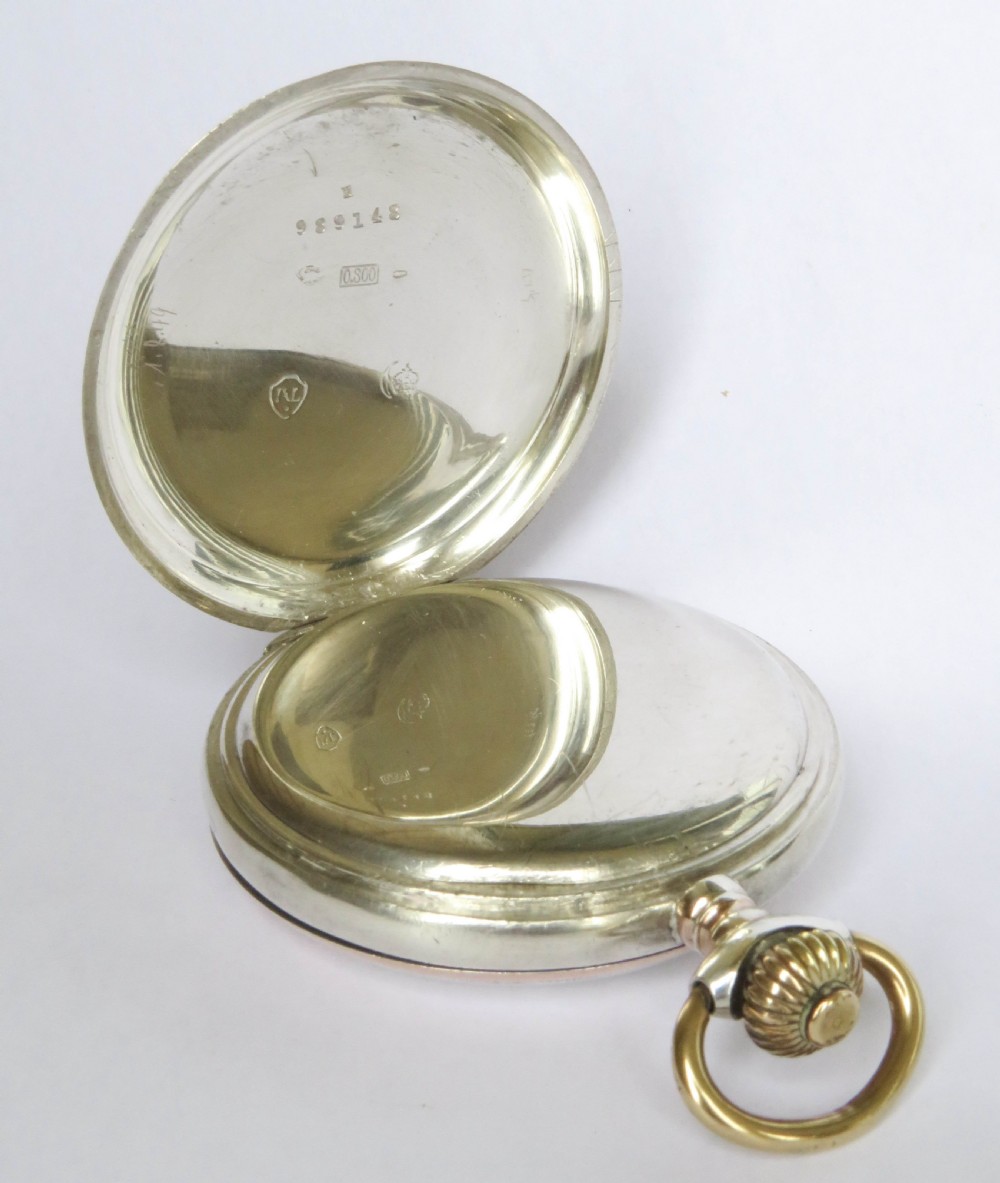 Antique silver full hunter pocket watch, c1910 View III
