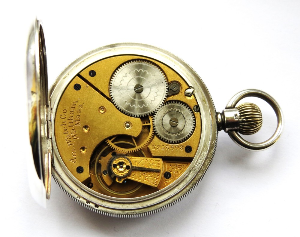 Antique silver Waltham pocket watch, 1898. View V
