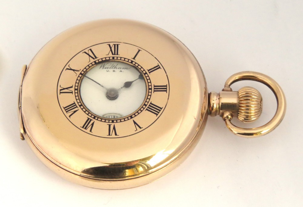 Antique Waltham Bartlett half hunter pocket watch, 1924.