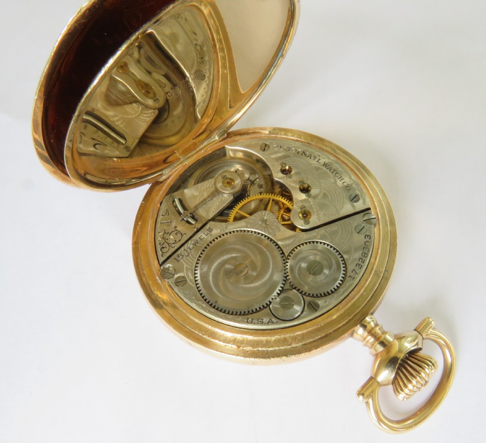 Antique Elgin full hunter pocket watch, 1913 View V