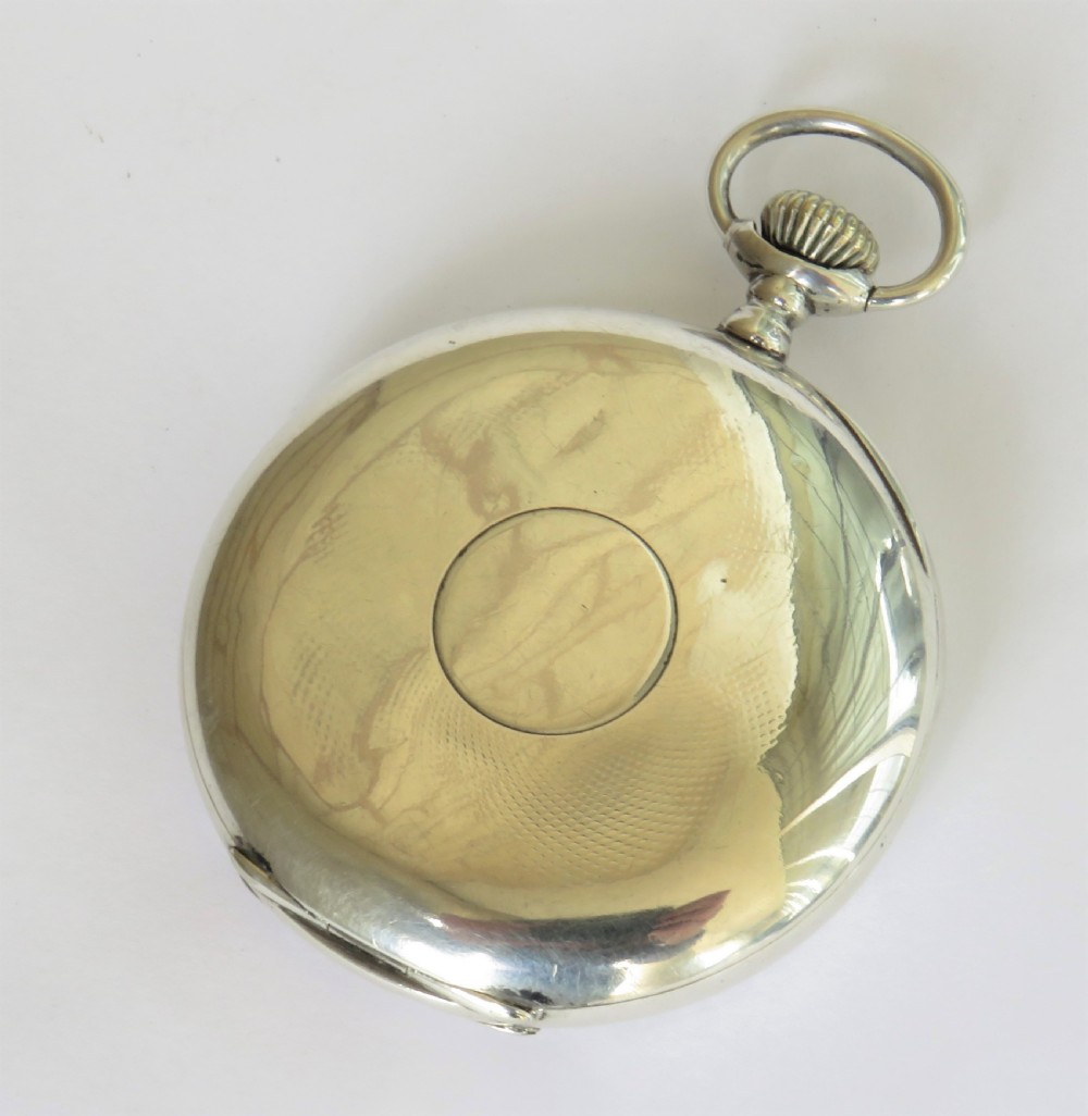 Antique silver Longines pocket watch, 1913 View V