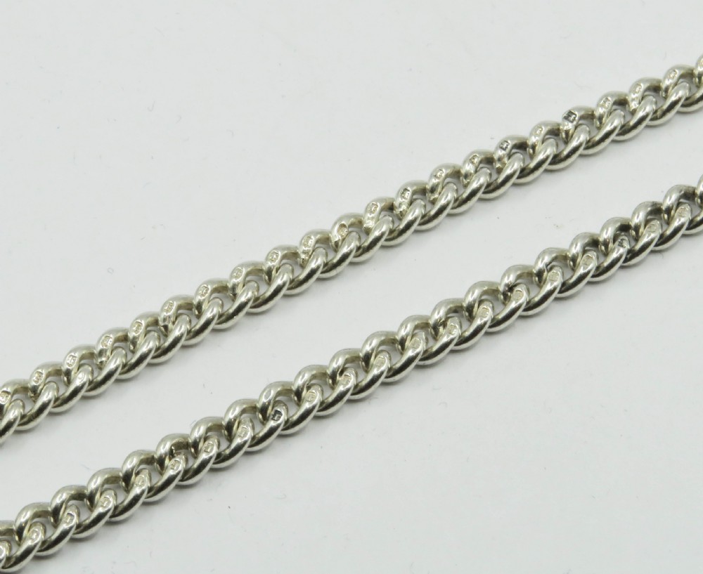 Antique silver double watch chain, fob& vesta. View V