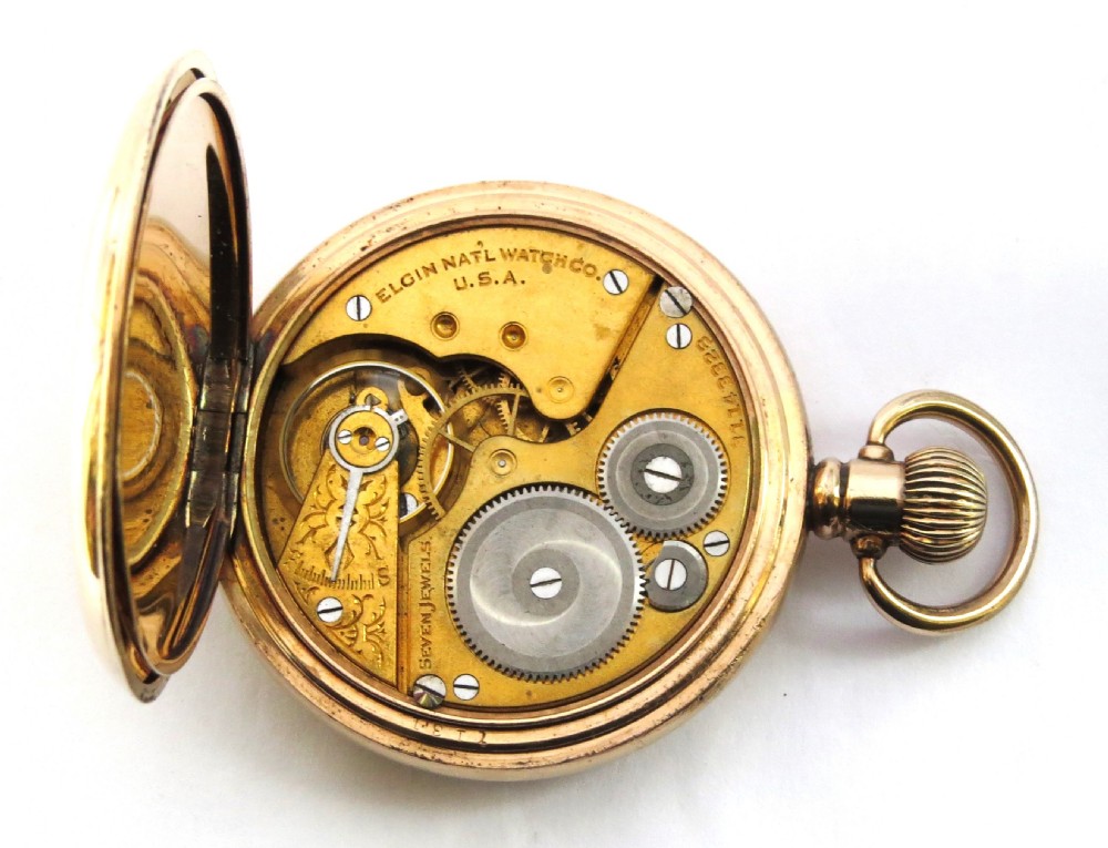 Antique Elgin full hunter pocket watch, 1928 View VI