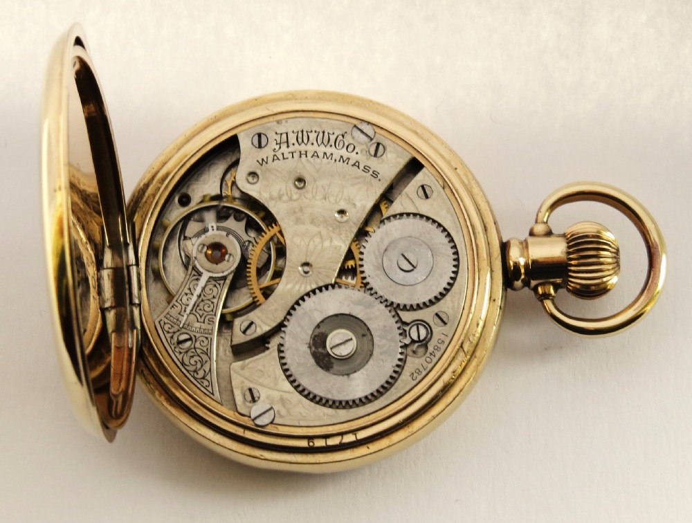 Antique 1907 Waltham full hunter pocket watch. View VI