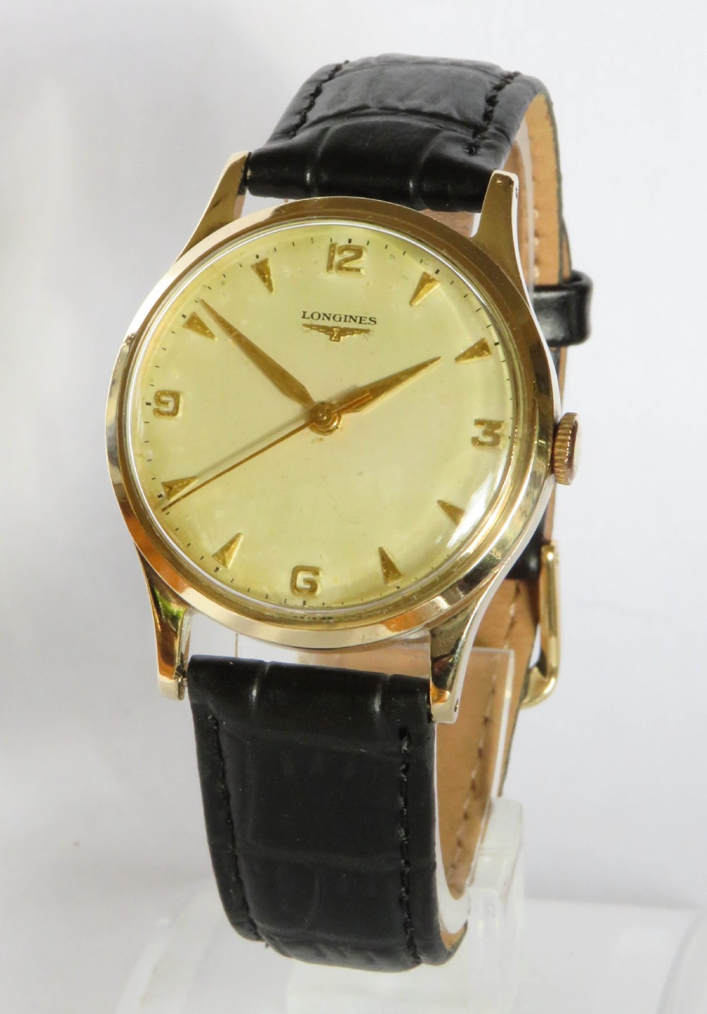 Gents 9ct gold Longines ‘bubble back’ wrist watch, 1958 View II