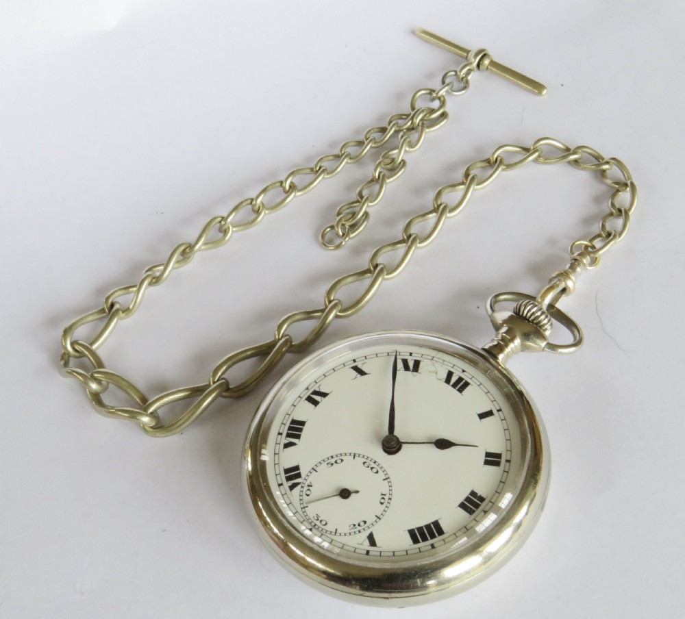 1930s Swiss pocket watch and chain View II