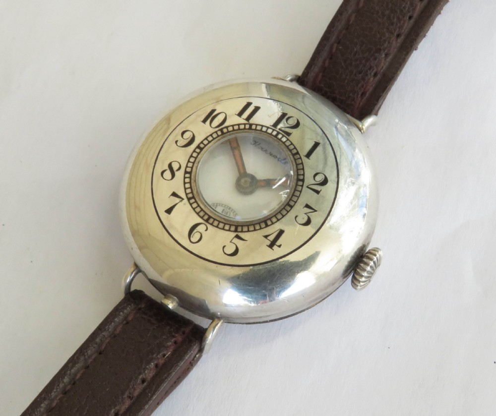 Antique silver Marvin half hunter trench watch, Harrods View II