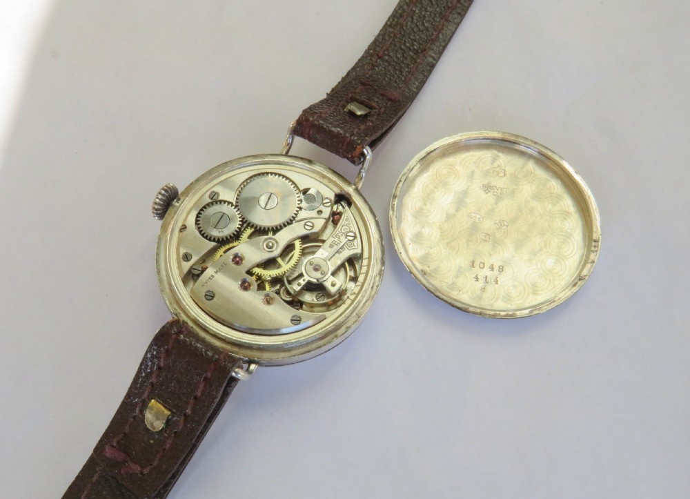 Antique silver Marvin half hunter trench watch, Harrods View V