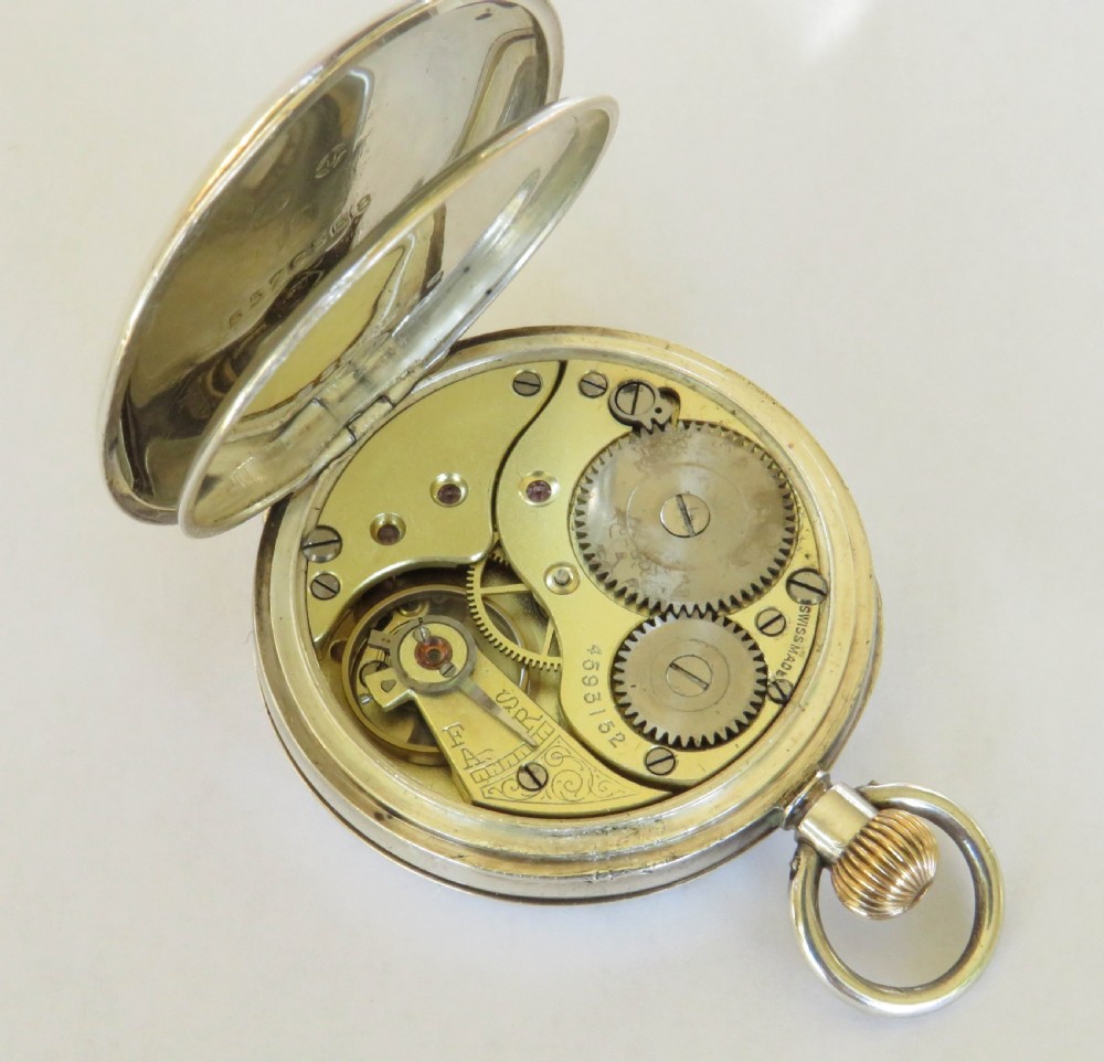 Small antique silver Omega pocket watch, 1914 View III