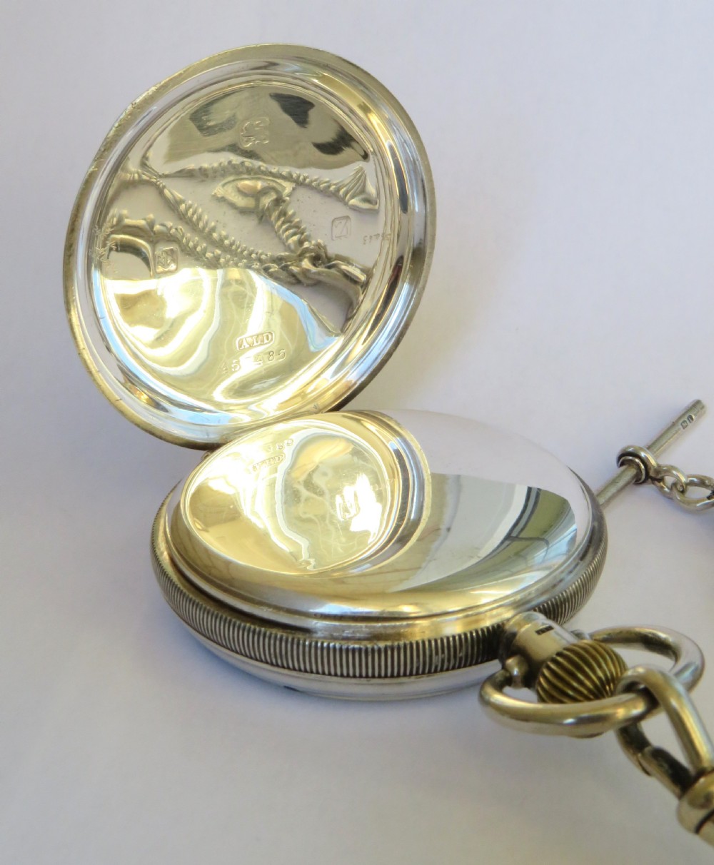 Antique silver pocket watch and chain View III
