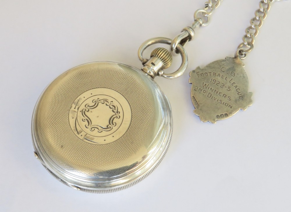 Antique silver pocket watch and chain View V