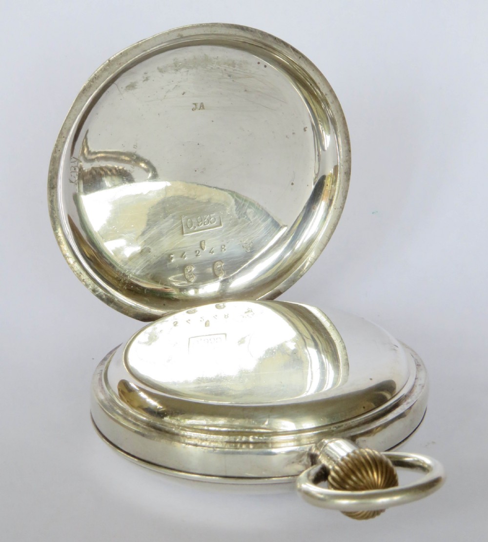 Antique Paul Moser silver half hunter pocket watch View IV