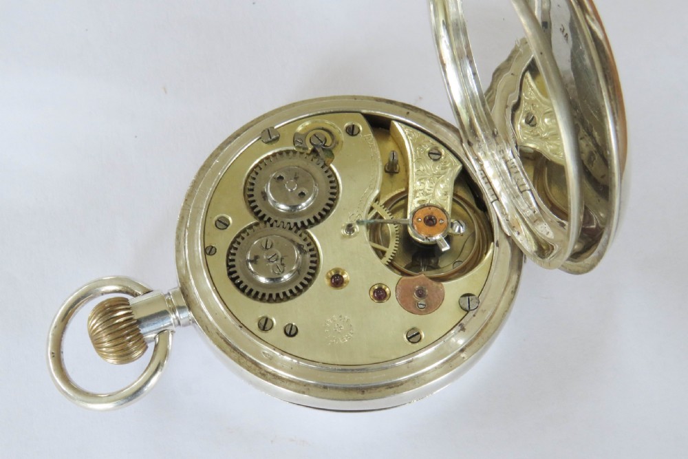 Antique Paul Moser silver half hunter pocket watch View V