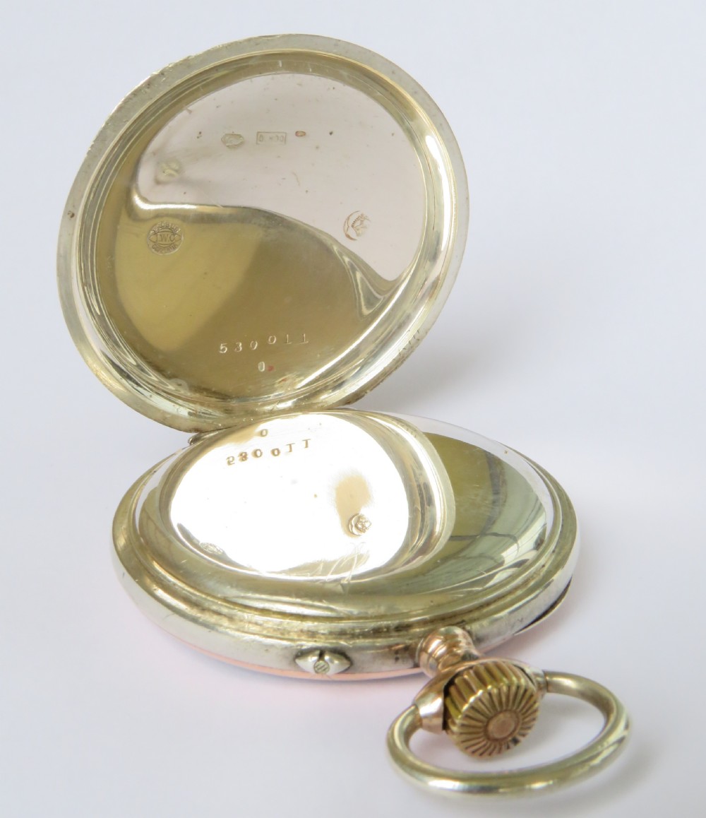 Antique silver IWC Probus Scafusia pocket watch View III