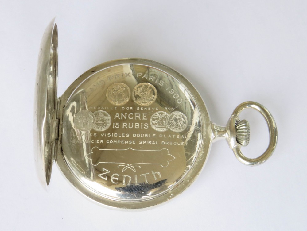 Antique silver Zenith pocket watch View III